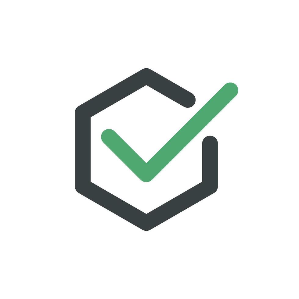 Hexagon Shape Check Mark Icon Logo Template Illustration Design. EPS 10. vector