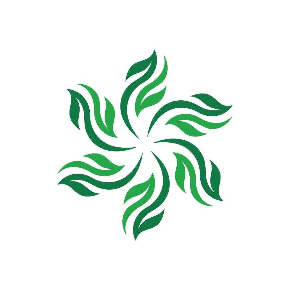 Decorative Star Green Leaves Pattern Logo Template Illustration Design. EPS 10. vector