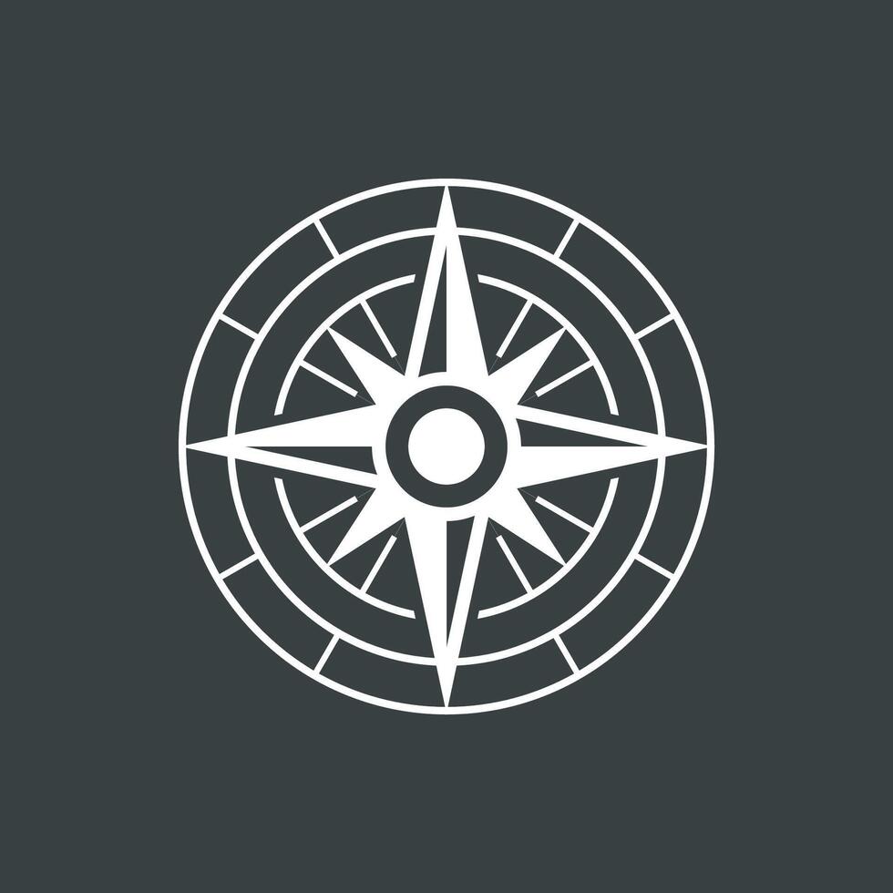 White Circle Compass Rose Icon Logo Template Illustration Design. EPS 10. vector