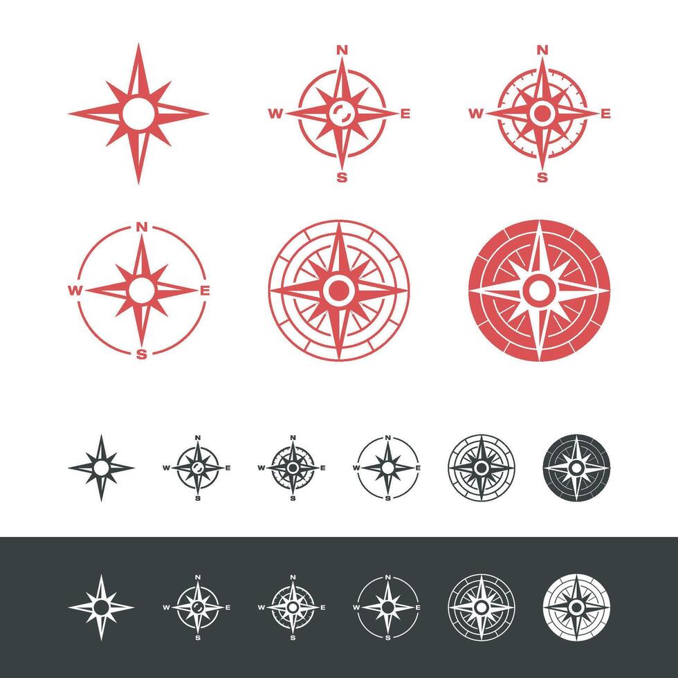 Set Compass Rose Icon Logo Template Illustration Design. EPS 10. vector