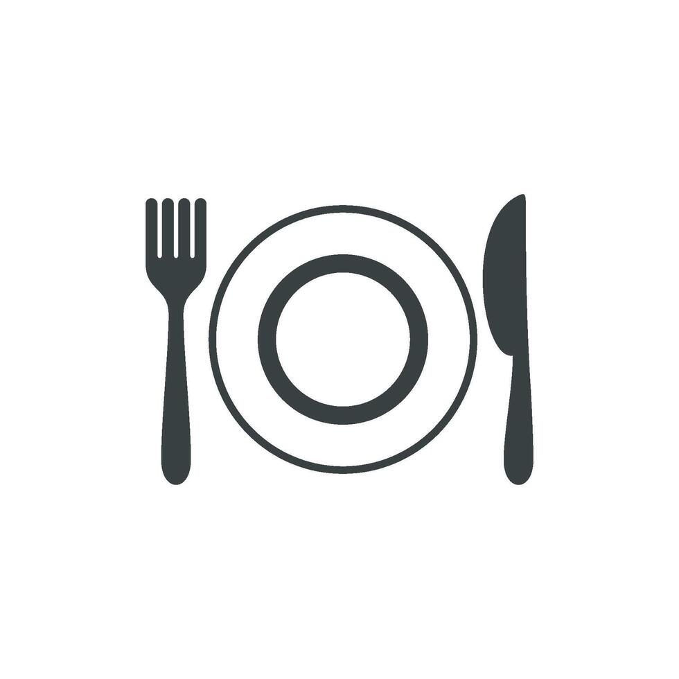 Eat Icon Logo Template - Fork, Knife, Plate Illustration Design. EPS 10. vector