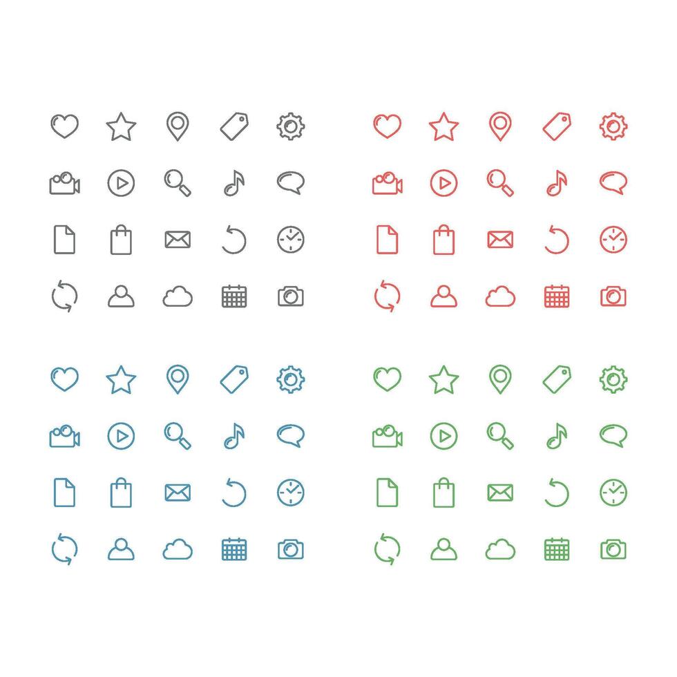 Colorful Simple Icon Set Template Illustration Design. EPS 10. vector