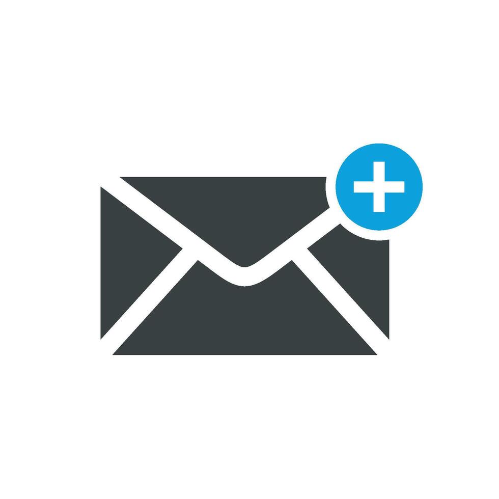 Plus Sign in Circle Envelope Email Icon Logo Template Illustration Design. EPS 10. vector