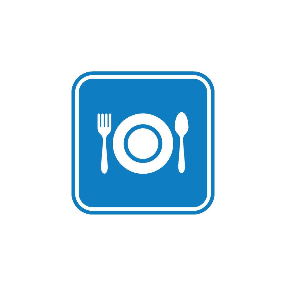 Blue Square Icon Template - Restaurant Illustration Design. EPS 10. vector