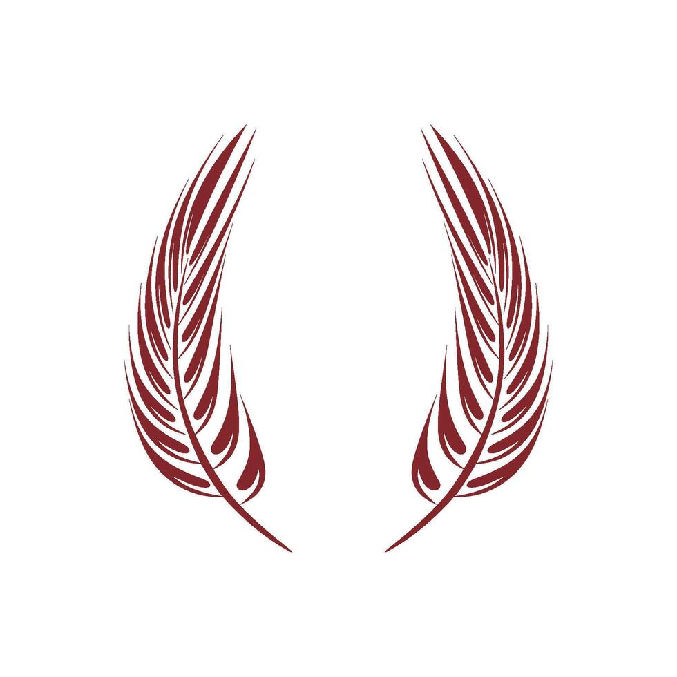 Red Wreath Feather Crest Logo Template Illustration Design. EPS 10. vector