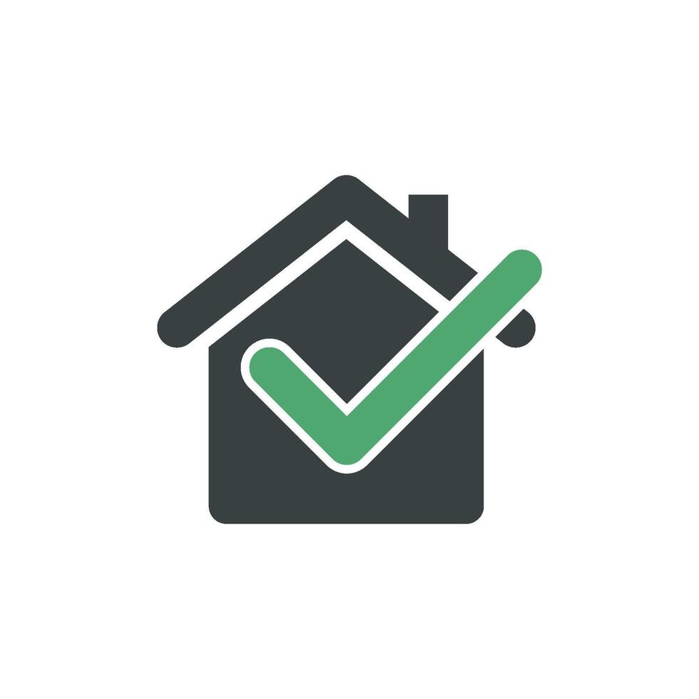 Check Mark Home or House Icon Logo Template Illustration Design. EPS 10. vector