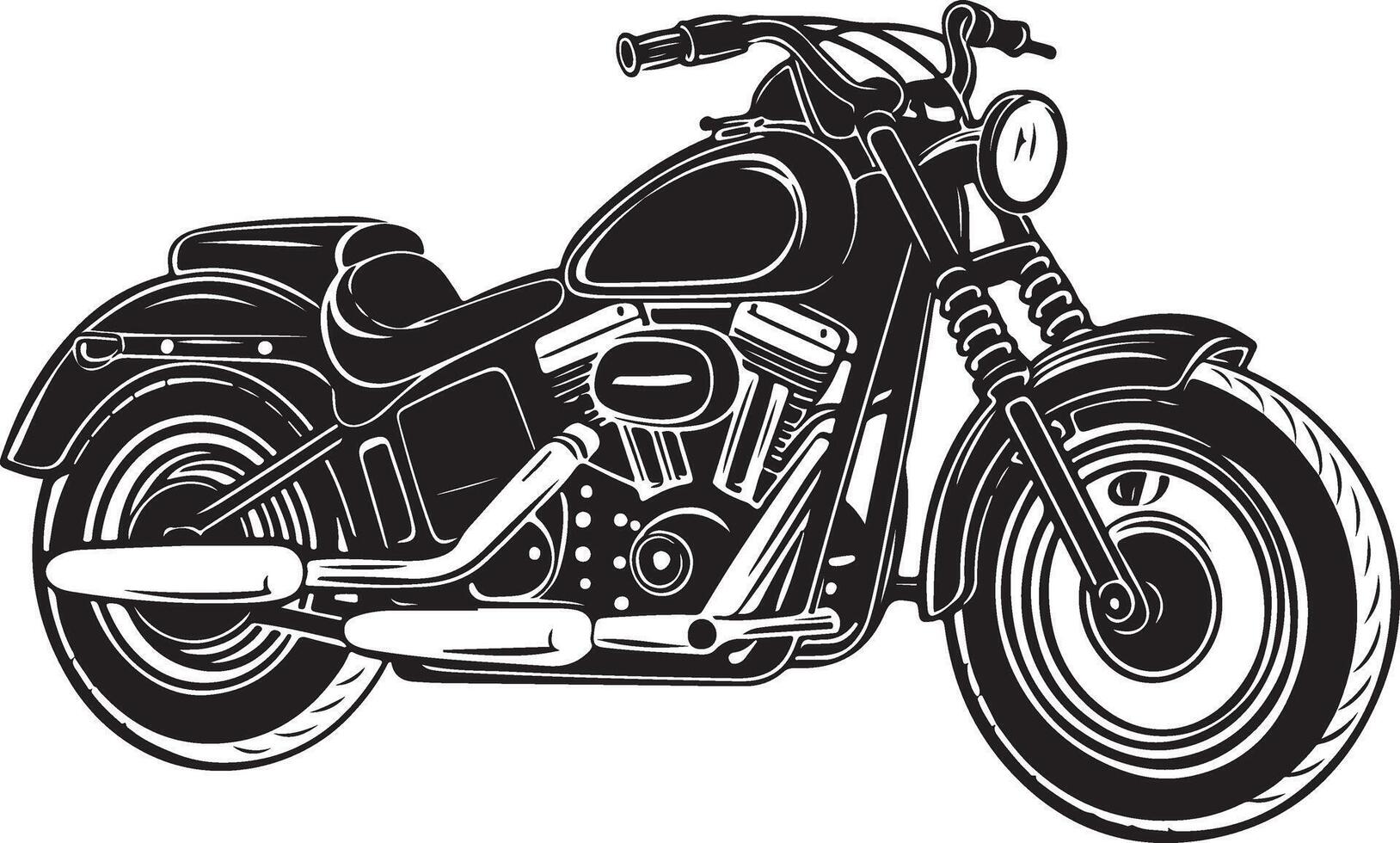 A black and white illustration of a motorcycle vector