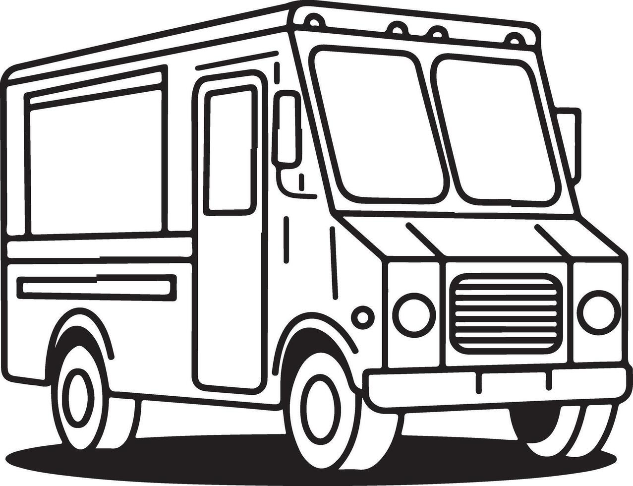 A line art illustration of an ice cream truck vector