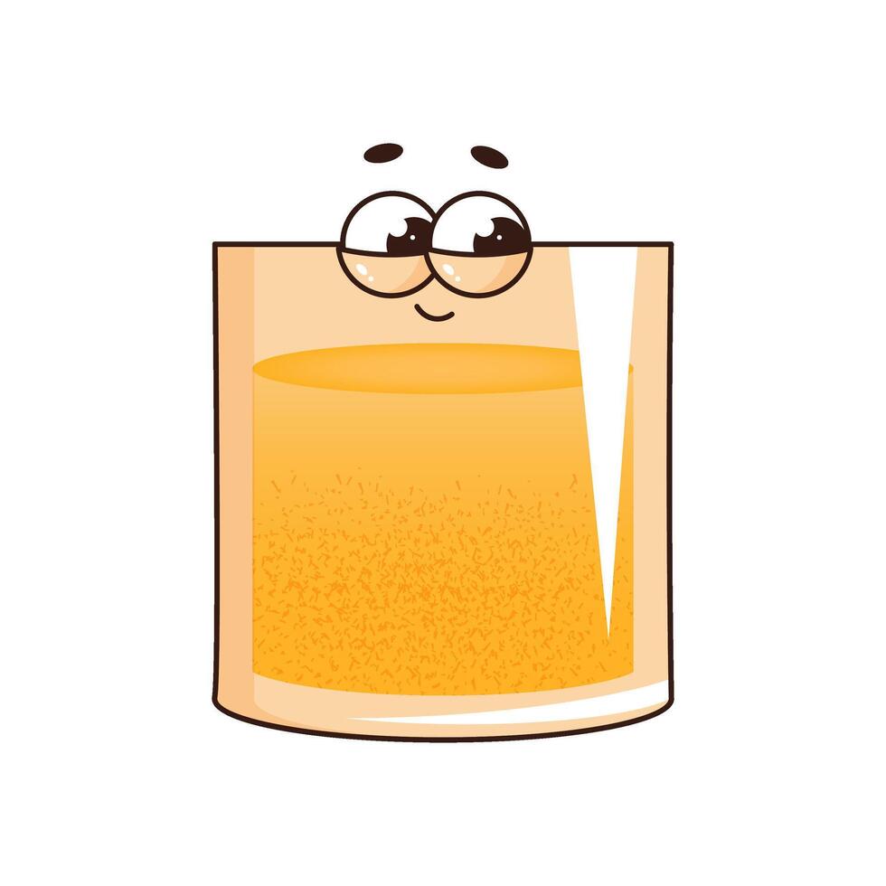Retro groovy character cocktail. Funky alcoholic or nonalcoholic drink glass. Vintage illustration 70s, 80s style on transparent background for bars, cafe, stickers vector