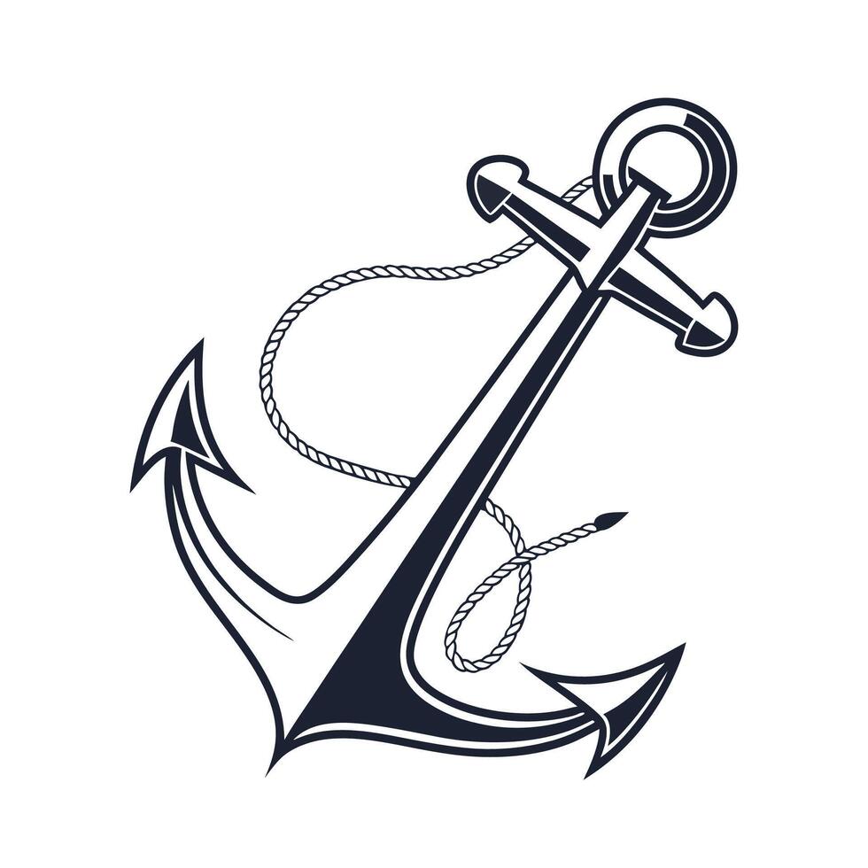Anchor icon, anchor silhouette, nautical icon on white background vector