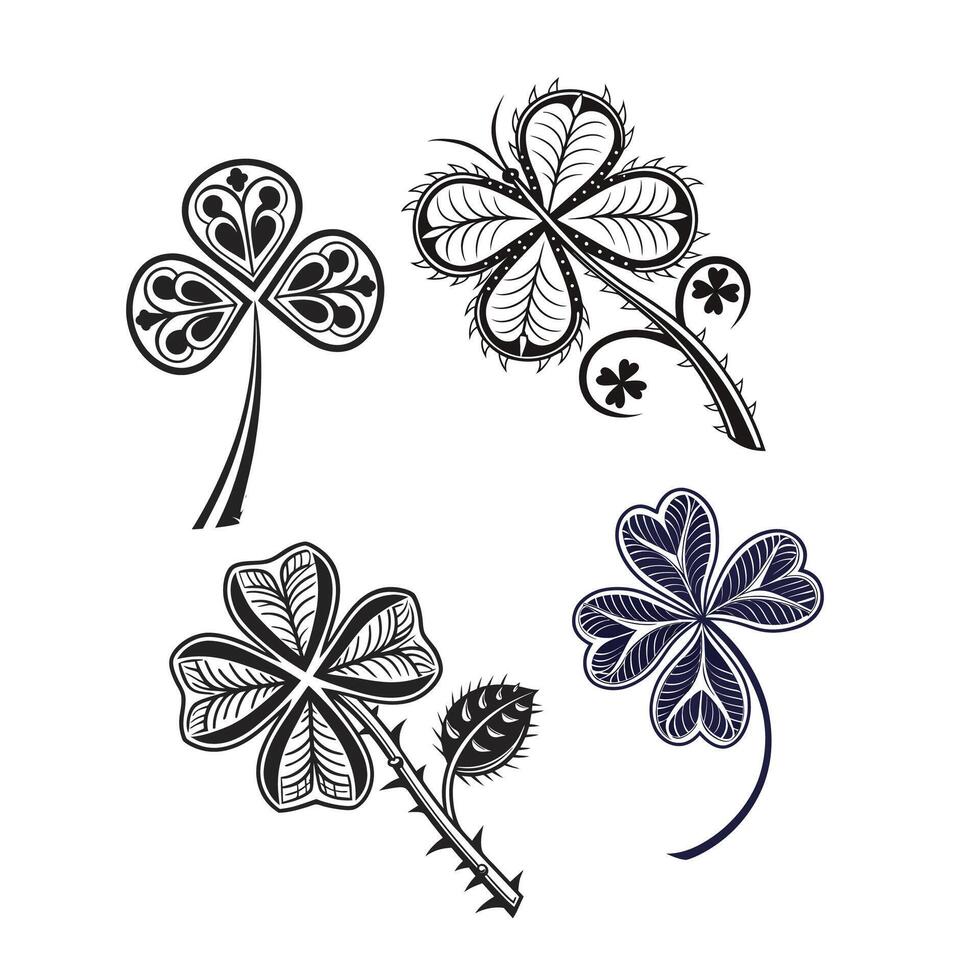 gothic shamrock silhouette white background.eps vector