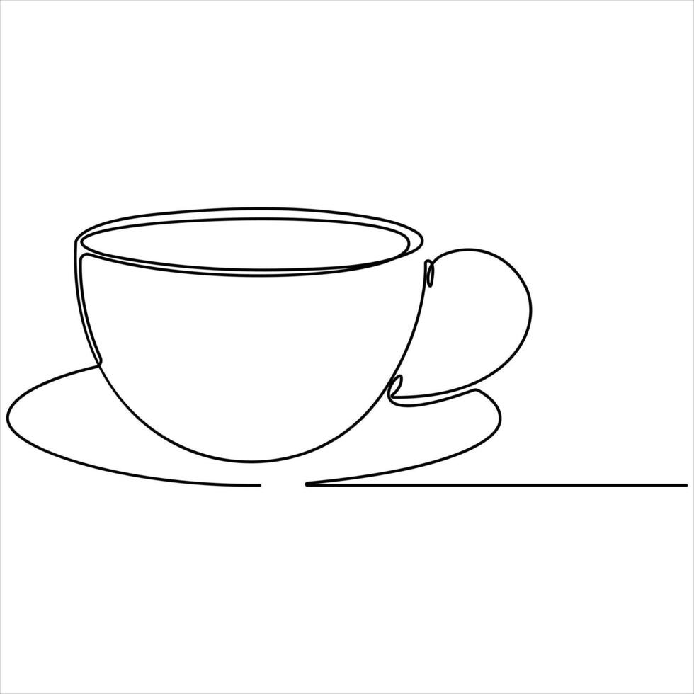 Continuous single line drawing a cup of coffee or tea Coffee single line art design illustration vector
