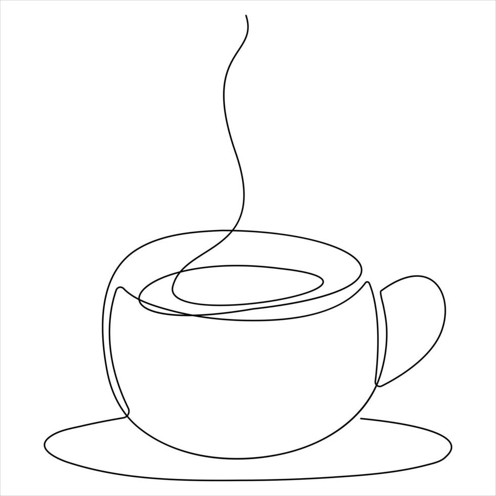 one line cup of coffee or tea Coffee continuous single line art design illustration vector