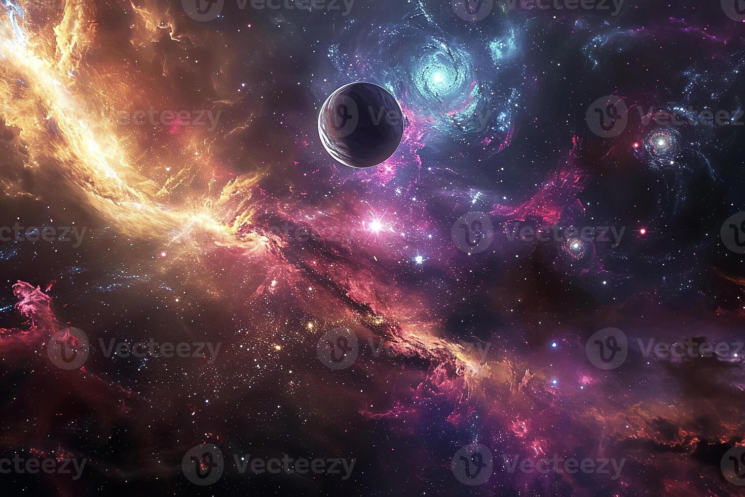 An image of a galaxy with stars and planets photo