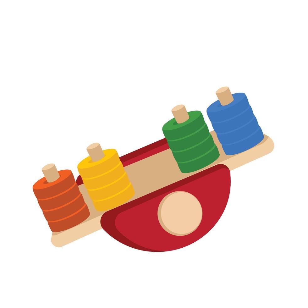 kids wooden balancing rainbow toy balance bam learning rainbow educational montesori tower rainbow tower toys vector