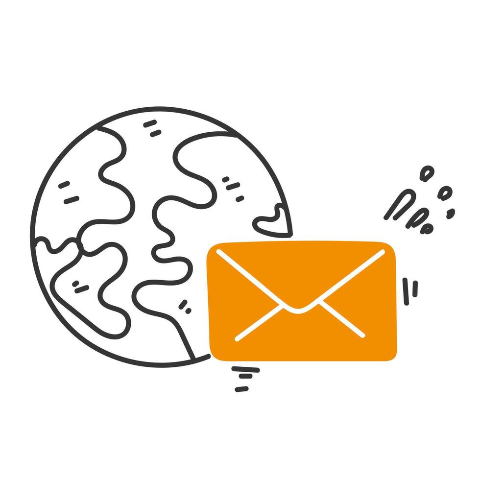 email envelope icon globe illustration vector