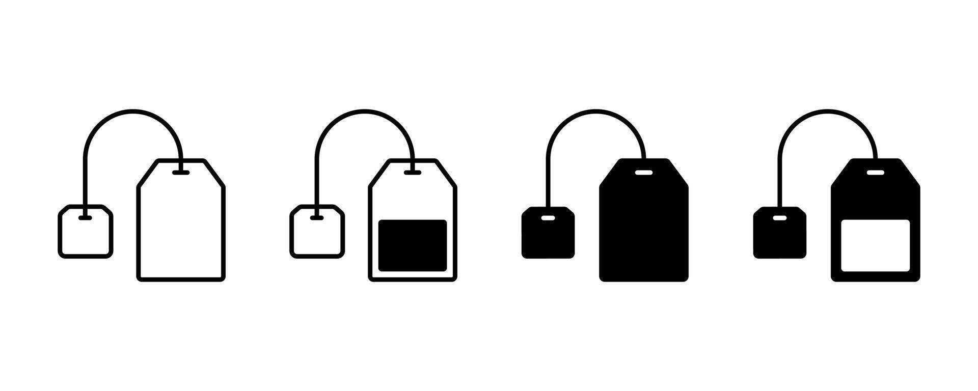 Tea bag icon set. Teabag symbol. Herbal drink packaging label. vector