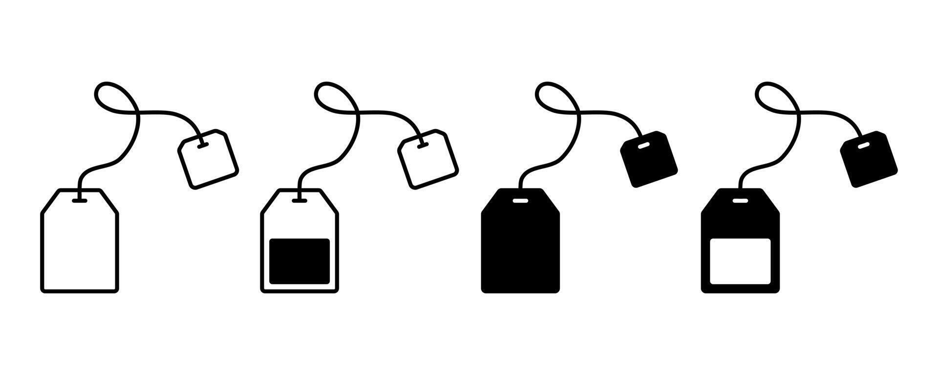 Tea bag icons set. Teabag icon. Teabag symbol. Herbal drink packaging label. vector