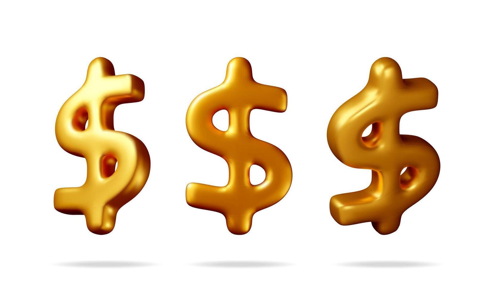 3D USA dollar symbol Isolated on white. Render American financial sign. Yellow golden shiny icon of money dollar. Profit, richness, wealth. Money currency US cash label vector