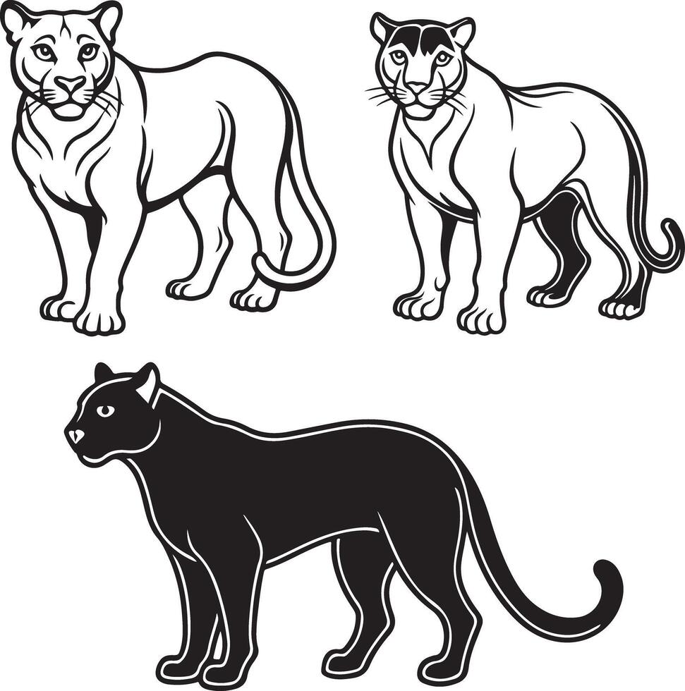 silhouette panther line icon image vector