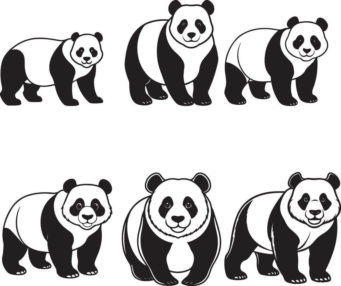 silhouette panda icon design image vector