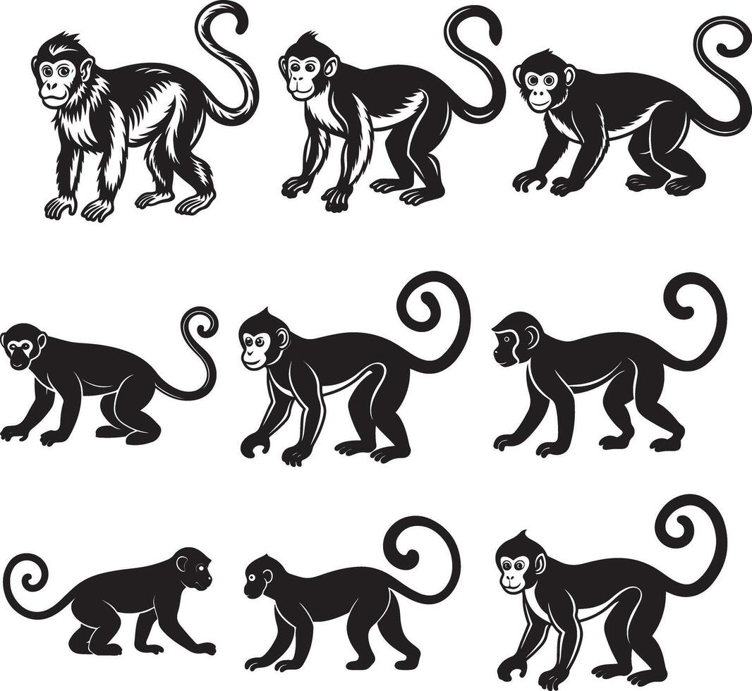 Monkey line art illustration icon design vector