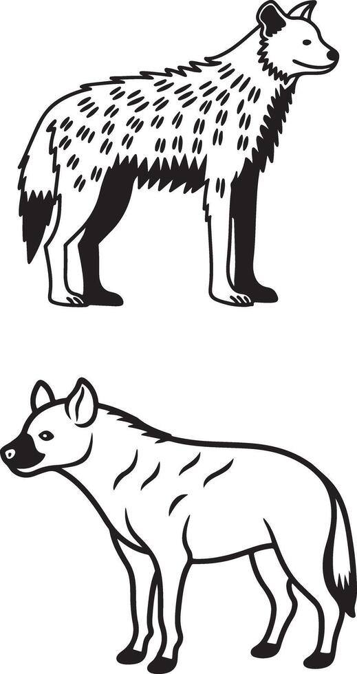 line art hyena icon design vector