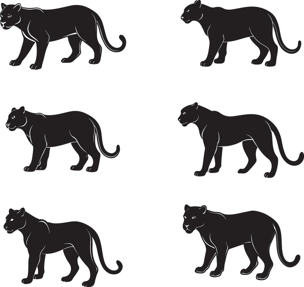 Panther line art silhouette icon vector