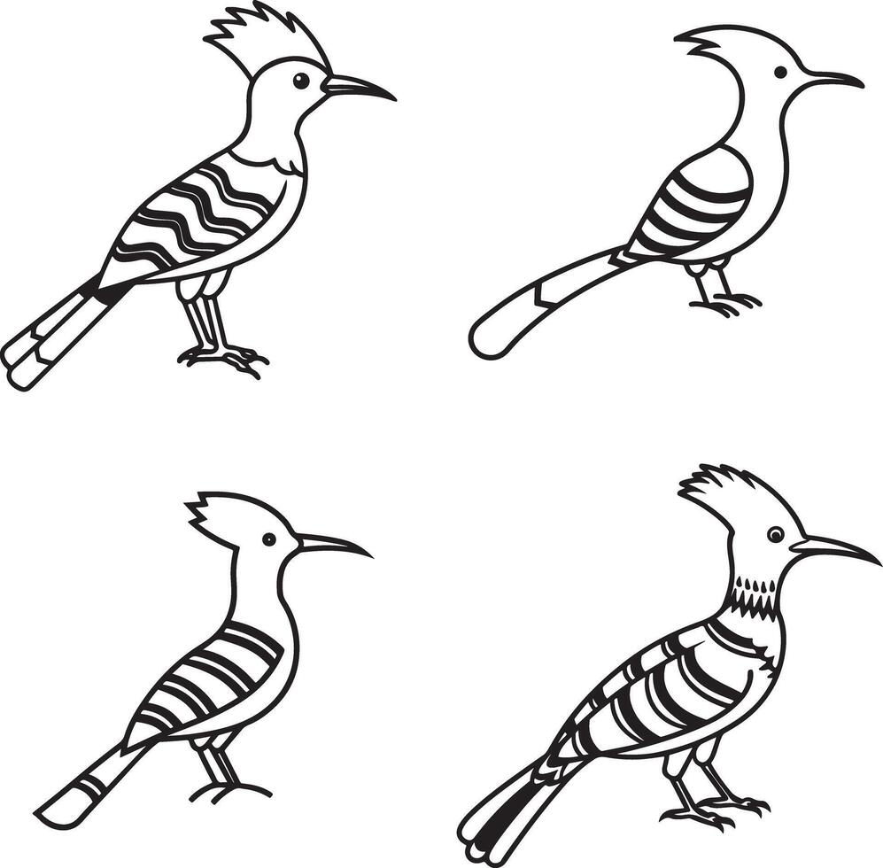 silhouette line art hoopoe icon vector