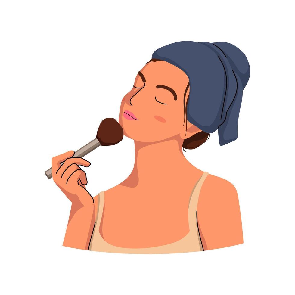 Girl Applying Make Up vector