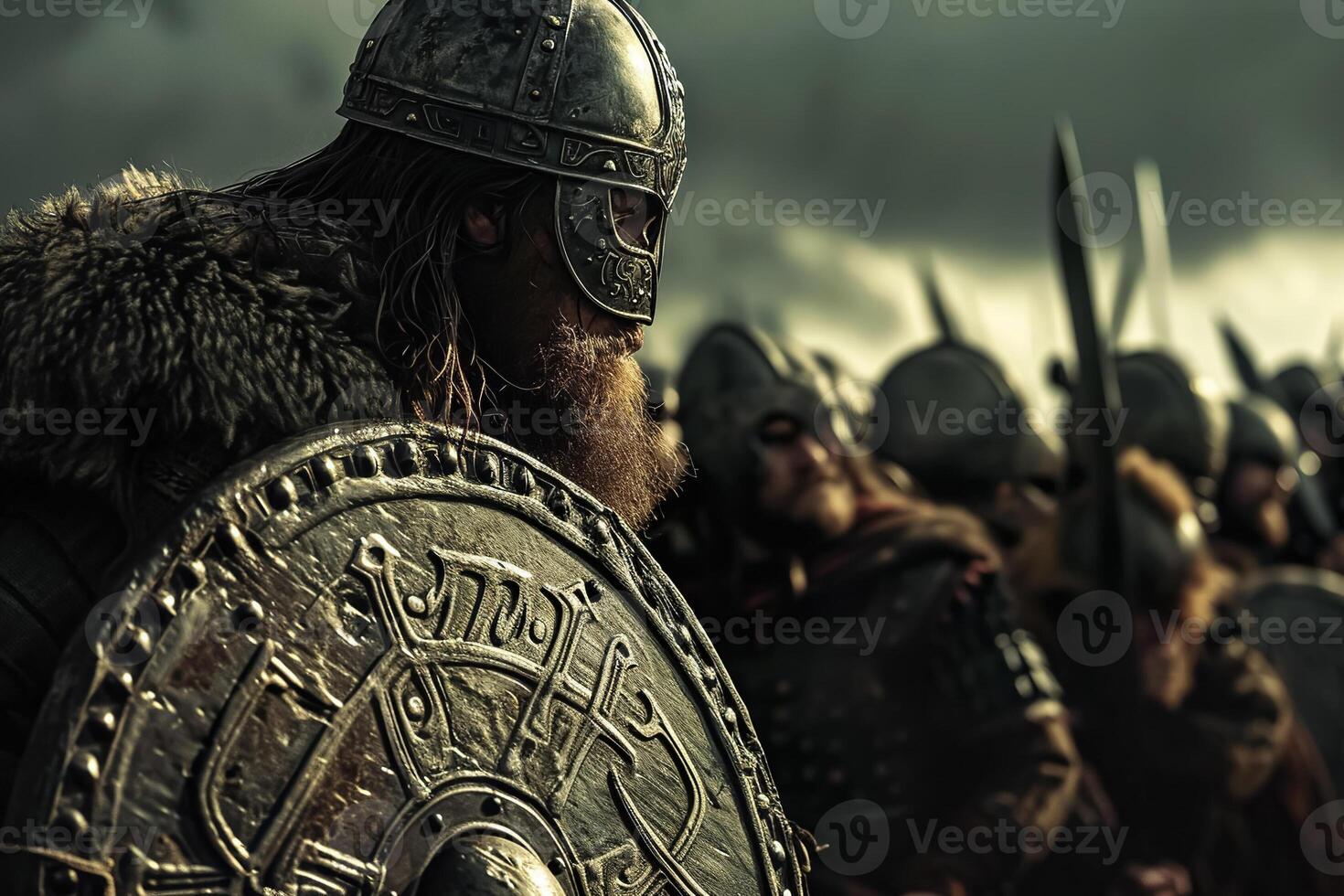 The vikings are standing in a group of men photo