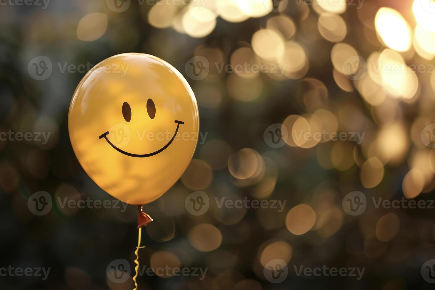 A yellow smiley face balloon with a smiley face on it photo