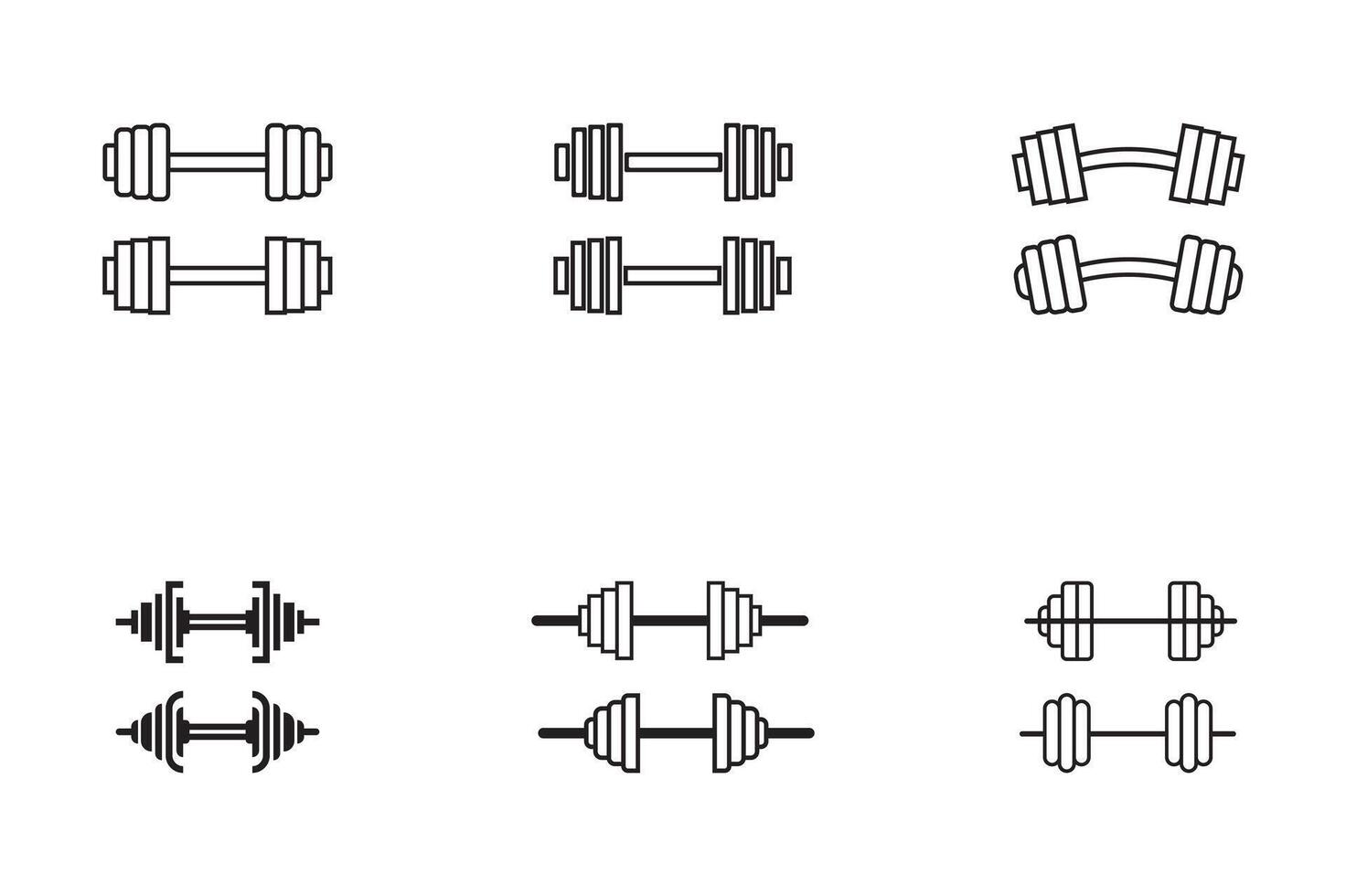 dumbbell illustration and icon pack, gym icons set bundle. vector