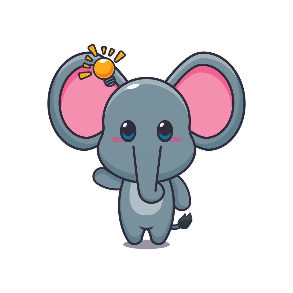 Cute elephant get an idea cartoon illustration vector