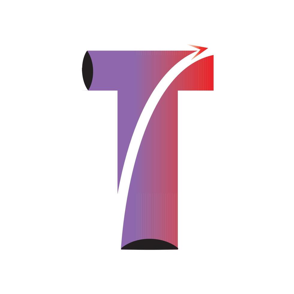 Gradient T lettermark logo, colorful and ideal for t-shirt design vector