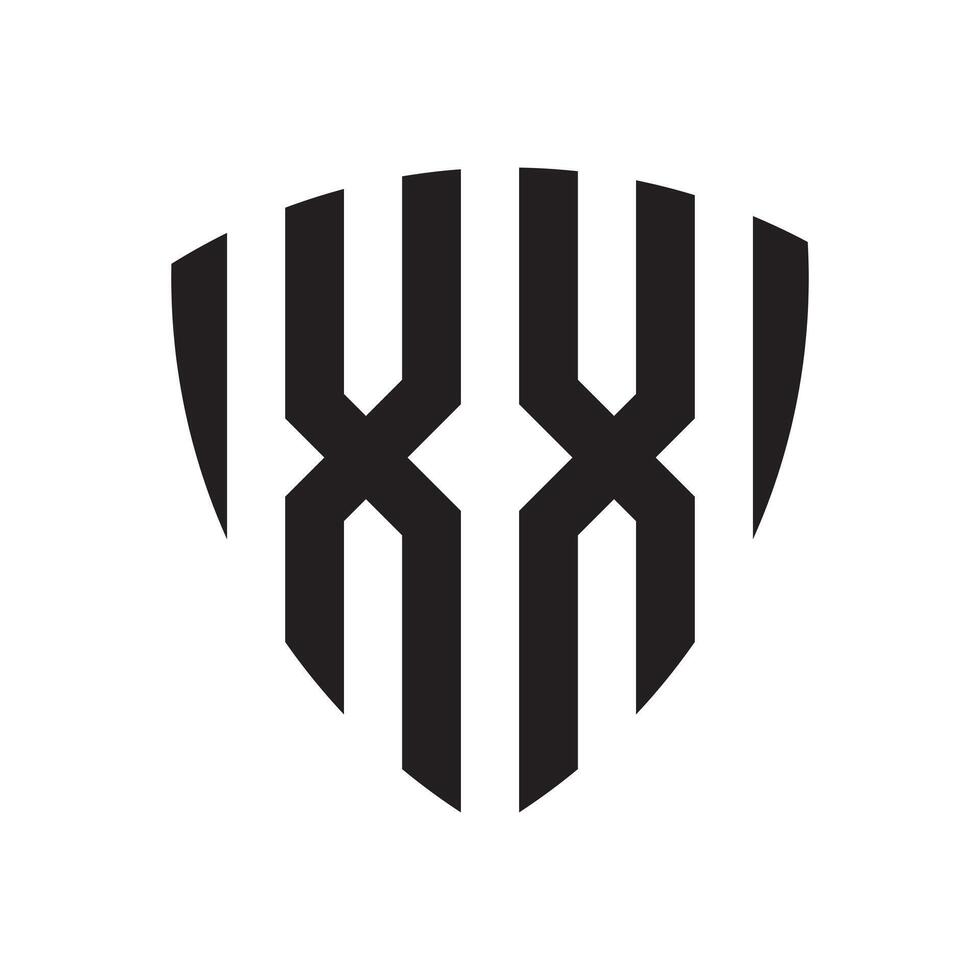 xx logo monogram with shield shape design template vector