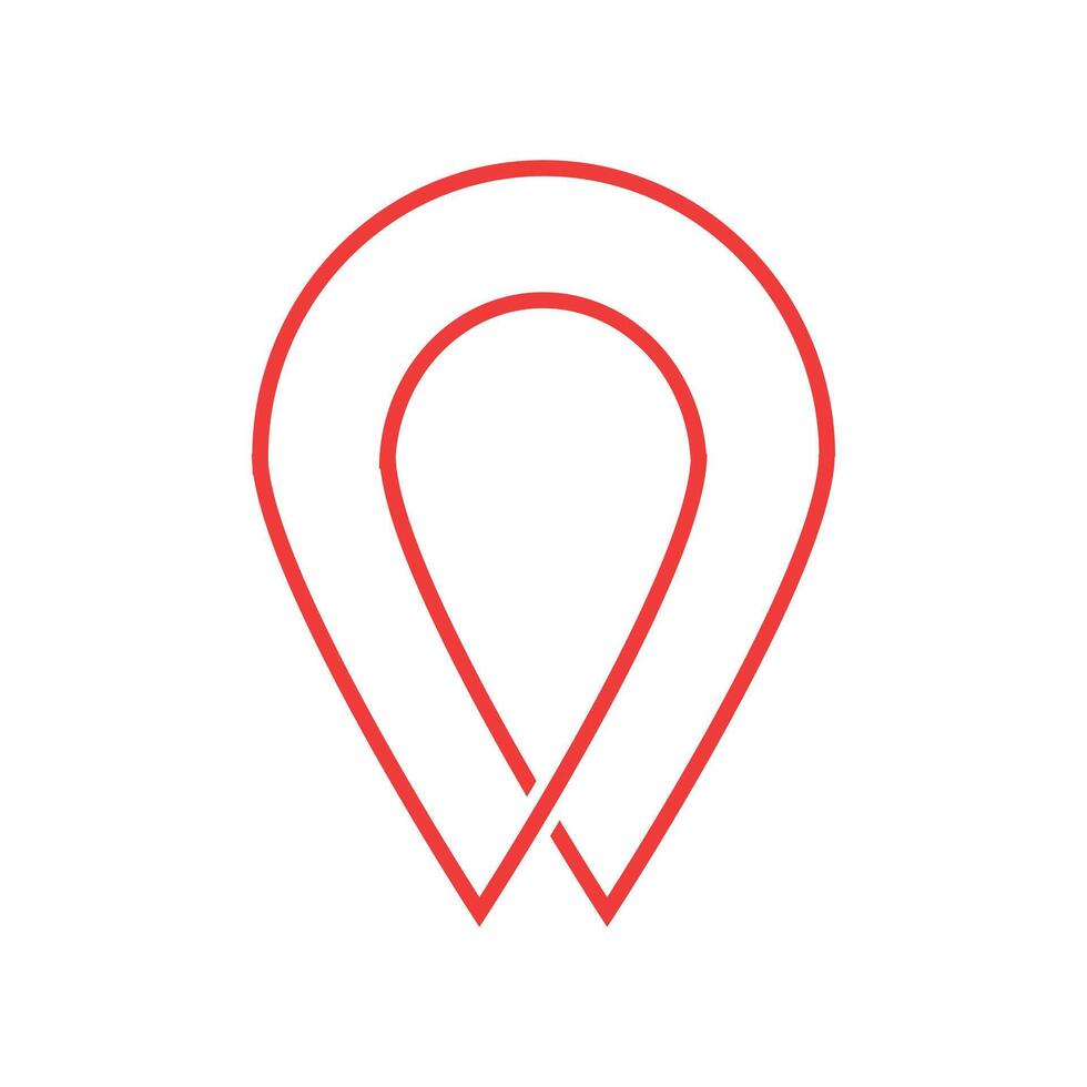 Red geometric pin location symbol with shadow vector