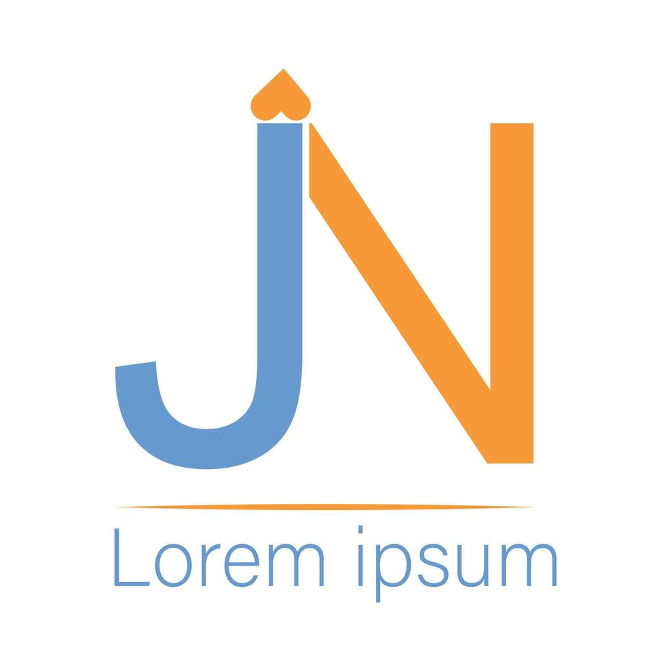 Square JN logo with an orange shape and plus sign vector