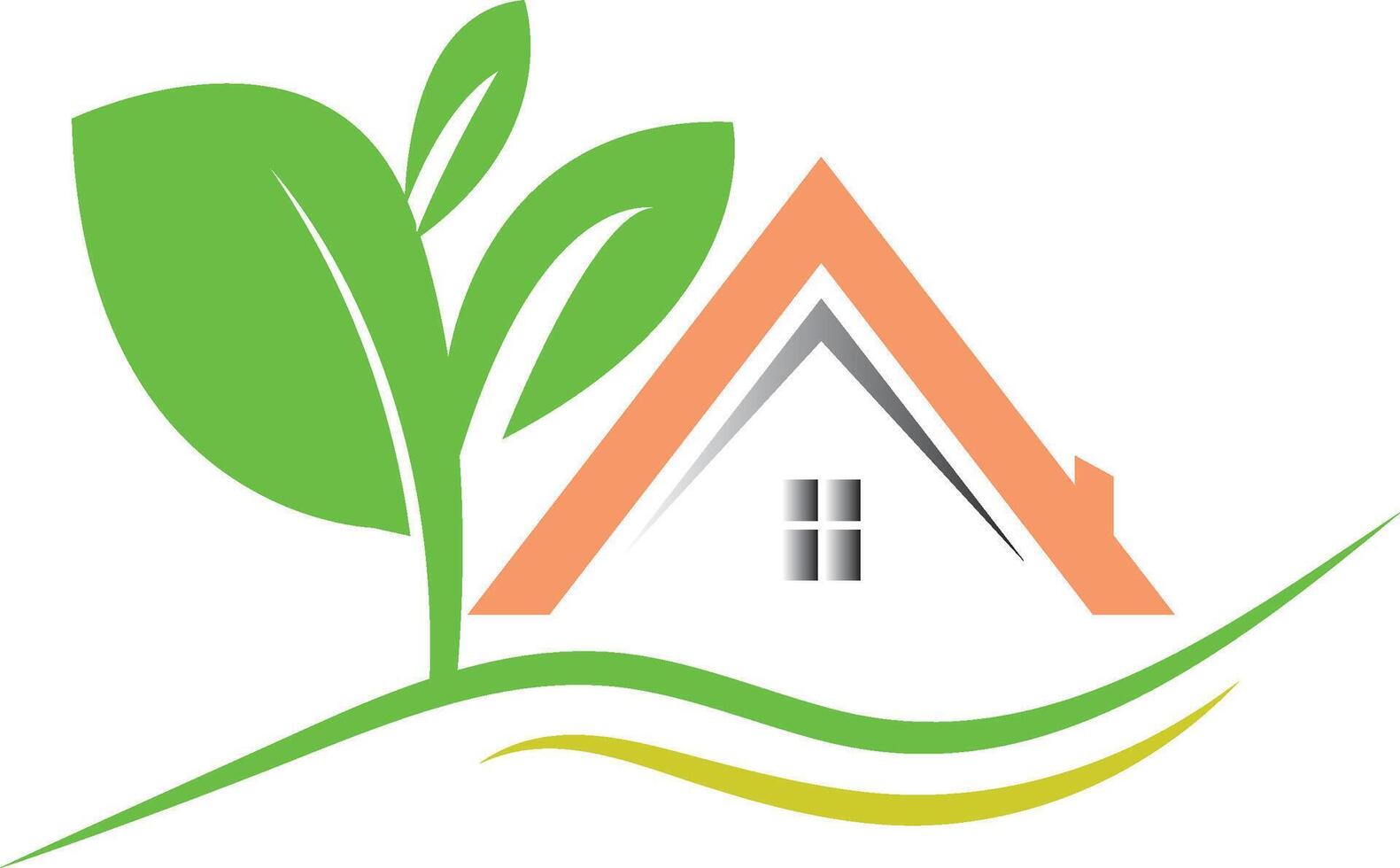 Green house leaf simple logo design icon vector