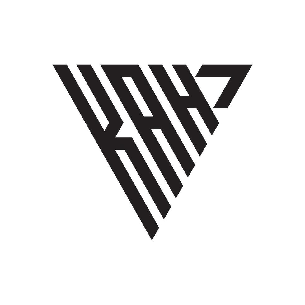 KAH monogram logo in a triangle shape, sleek and modern, on a black background vector