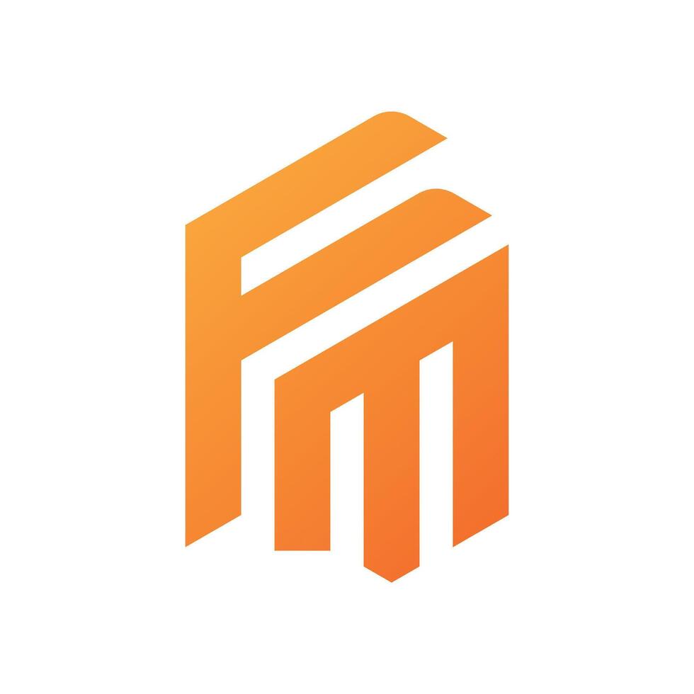 FM hexagon line logo design vector