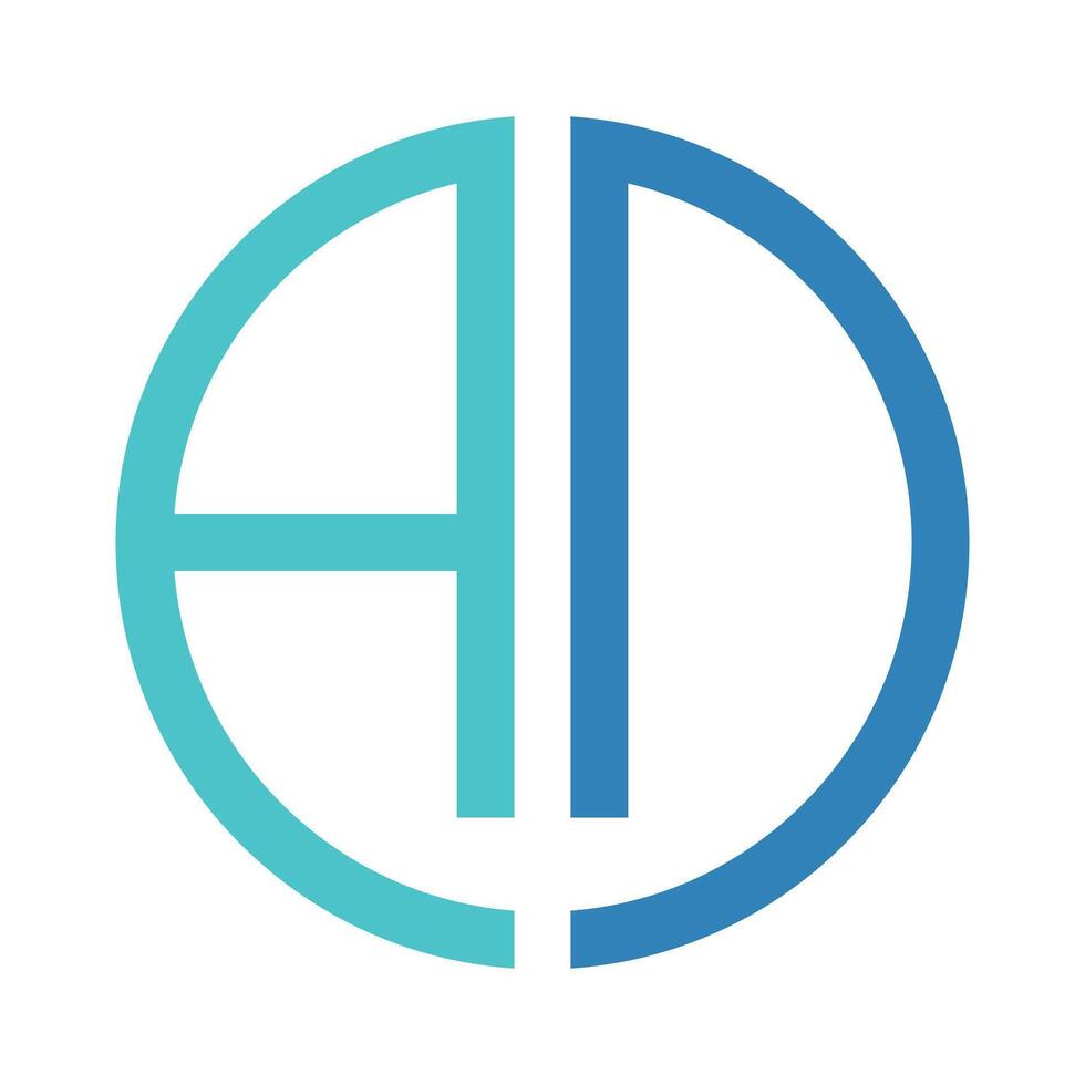 Simple AD logo design with monogram letters A and D. Modern circle logo template, based isolated, and digital vector