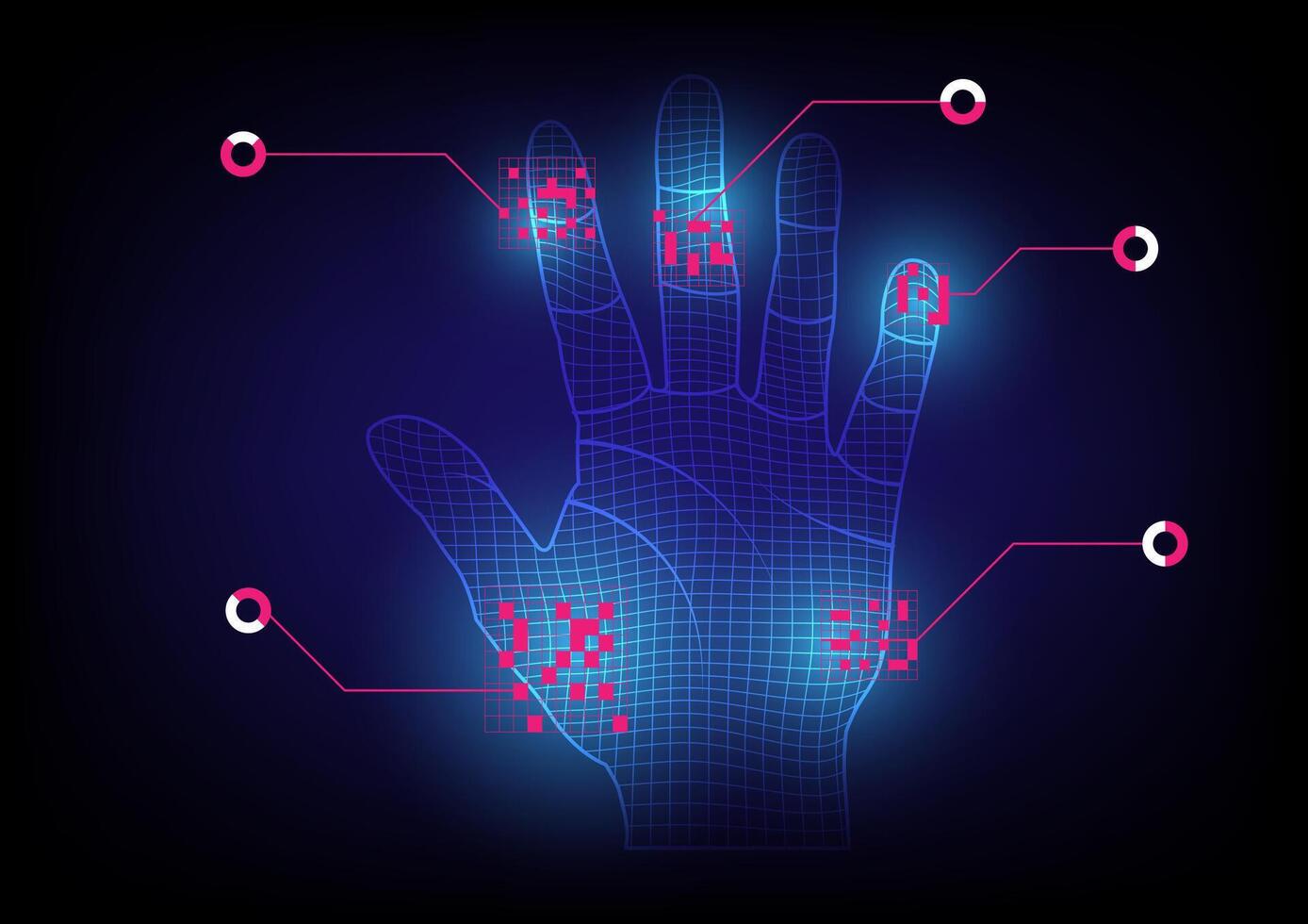 Abstract background with digital handprint encoding vector
