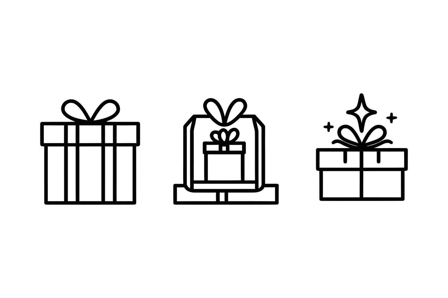 Gift Box Icons Present designs featuring tied, open, and sparkling styles for events like Christmas, birthdays Valentine s, weddings, parties, and celebrations illustration vector