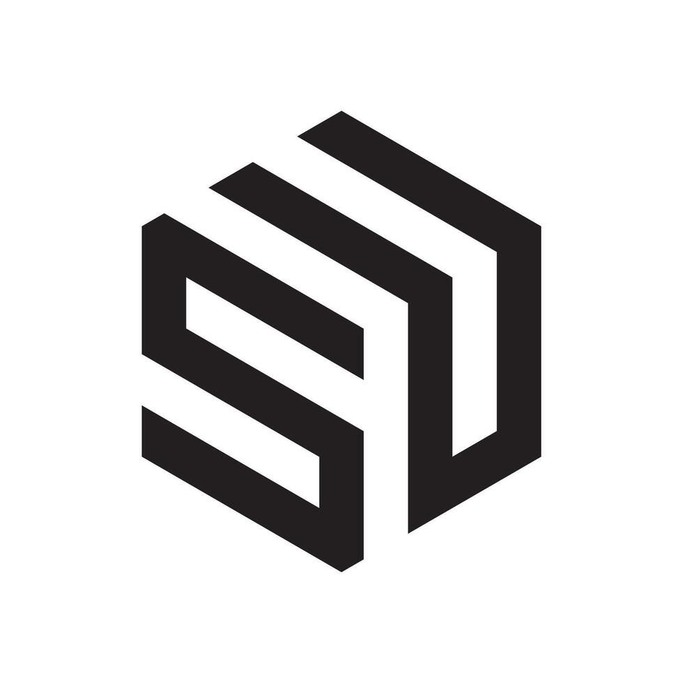 Modern SU letter logo with hexagon shapes and unique monogram design vector
