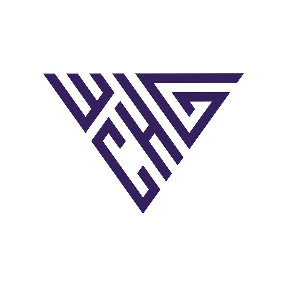 ECHG initial letter logo with hexagonal shape in flat colors vector
