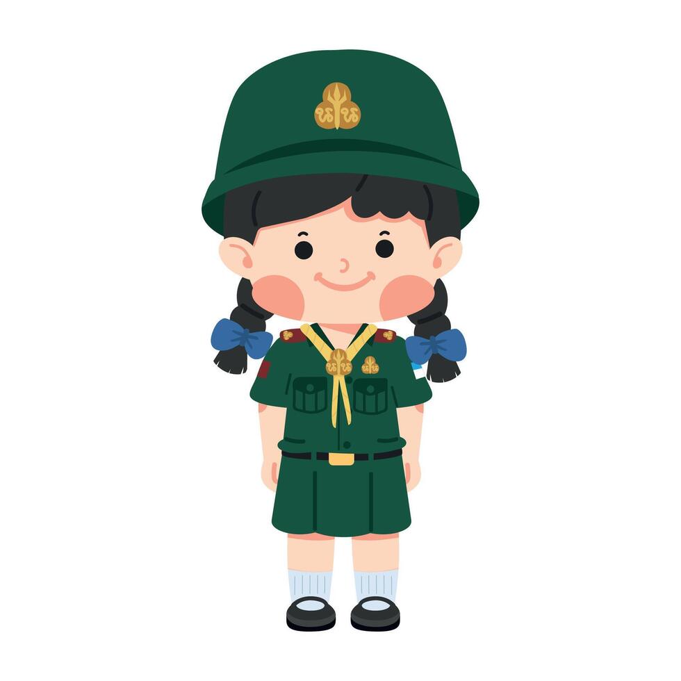 Girl Scout in uniform standing in formation vector