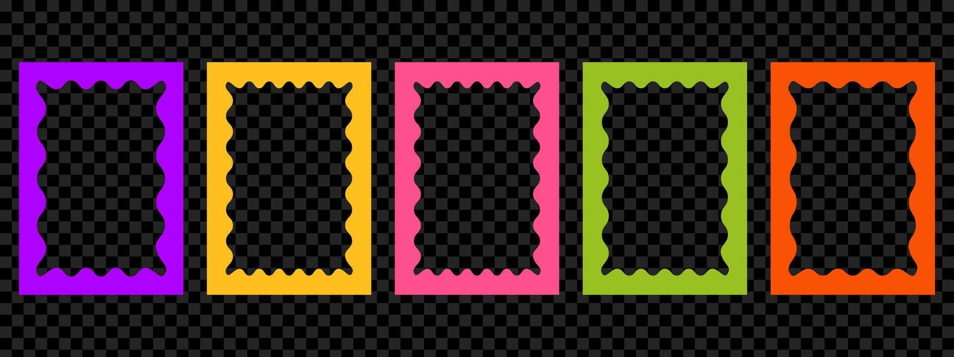Rectangle frames with scallop edges set. Trendy curved borders Modern graphic template. vector