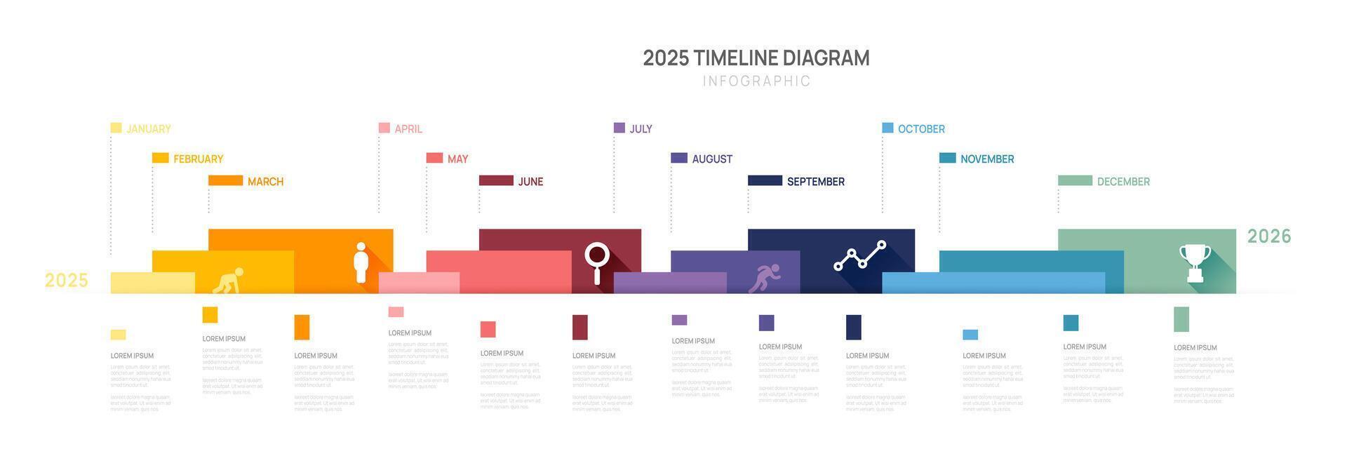 2025 Infographic Timeline diagram calendar with gantt chart template for business. presentation infographic. vector