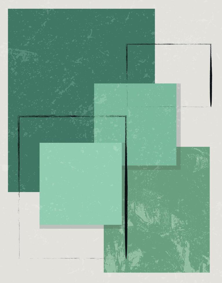 Minimalist Green Abstract Art Print vector